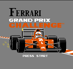 Ferrari Grand Prix Challenge title screen for NES